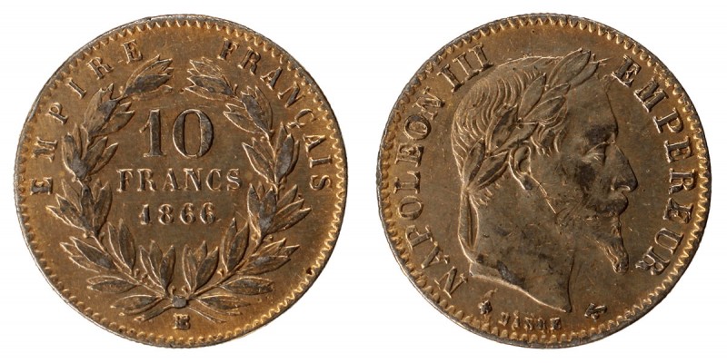Franciaország korabeli hamis 10 frank 1866 BB Strasbourg